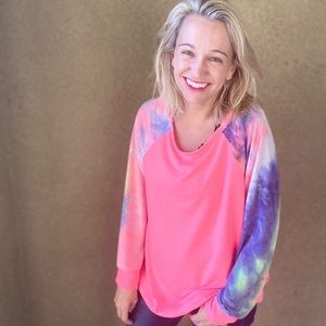 Vibrant Legally Blonde Pink TieDye Sleeve Top
